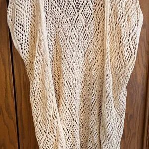 Alter'd State Cream Knit Fringe Cardigan | Cozy Layer | Size Large